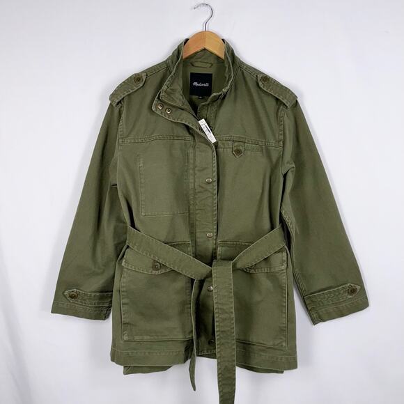 Madewell Jacket Womens Medium Oversized Utility Cargo Belted Coat - Picture 2 of 16